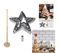 BOTANIC®-Coffret dessert avec emporte pièces étoiles et cylindre pour sapin avec socle en bois