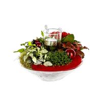 BOTANIC®-Composition florale de Noël H 25 cm avec verrerie diamètre 25 cm