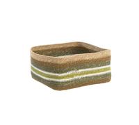 BOTANIC®-Corbeille de rangement carrée lignes coloris multicolore en osier - 19 x 19 x 8 cm