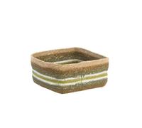 BOTANIC®-Corbeille de rangement carrée lignes coloris multicolore en osier - 22 x 22 x 10 cm