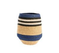 BOTANIC®-Corbeille de rangement conique rayée coloris multicolore en osier - 21 x 21 x 26 cm