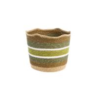 BOTANIC®-Corbeille de rangement rayée haut vague coloris multicolore en osier - 26 x 26 x 21 cm