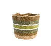BOTANIC®-Corbeille de rangement rayée haut vague coloris multicolore en osier - 30 x 30 x 26 cm