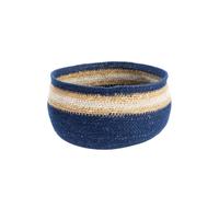 BOTANIC®-Corbeille de rangement ronde rayée coloris multicolore en osier - 22 x 22 x 13 cm