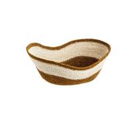 BOTANIC®-Corbeille ovale forme vague en osier blanc et marron - 28 x 23 x 11 cm