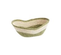 BOTANIC®-Corbeille ovale forme vague en osier blanc et vert - 25 x 21 x 10 cm