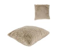 BOTANIC®-Coussin décoratif carré coloris gris en polyester fausse fourrure - 45 x 45 cm