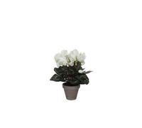 BOTANIC®-Cyclamen blanc plante artificielle en pot gris H 30 x diamètre 30 cm