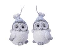 BOTANIC®-Décor de Noël à suspendre en terre cuite grise forme Chouette - 8,2 cm