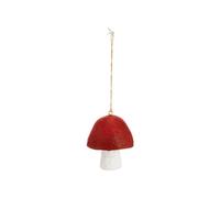 BOTANIC®-Décoration à suspendre champignon en coton mâché bordeaux - diamètre 8,75 x H 10 cm