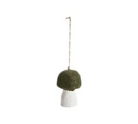 BOTANIC®-Décoration à suspendre champignon en coton mâché vert et blanc - diamètre 6,5 x H 10 cm