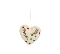 BOTANIC®-Décoration à suspendre cœur en feutrine blanche avec détail rouge et vert - 4 x 4 cm