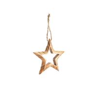 BOTANIC®-Décoration à suspendre étoile en bois naturel - diamètre 10 cm