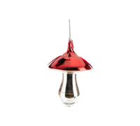 BOTANIC®-Décoration à suspendre forme champignon en verre argent et rouge - 6,5 x 5 cm
