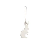 BOTANIC®-Décoration à suspendre lapin en aluminium blanc - 9 x 10 cm