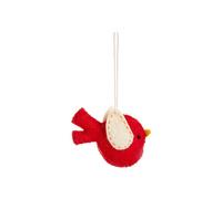 BOTANIC®-Décoration à suspendre oiseau en feutrine rouge et blanc - 4,5 x 2,5 cm