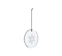 BOTANIC®-Décoration à suspendre ronde en verre transparent à motif flocon blanc - diamètre 7,5 cm