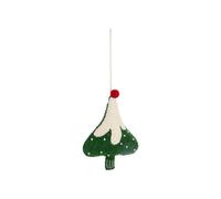 BOTANIC®-Décoration à suspendre sapin en feutrine verte et blanche - 4 x 5,5 cm