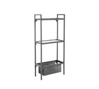 BOTANIC®-Etagère 2 niveaux coloris gris en acier - 102 x 24 x 75 cm