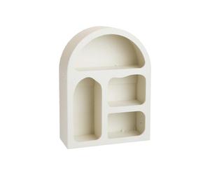 BOTANIC®-Étagère blanche arrondie à 4 cases en bois FSC - 30 x 12 x 40 cm