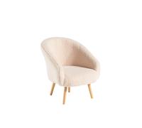 BOTANIC®-Fauteuil coloris écru en bois et coton polyester Clayton Petit-Prince - 66 x 70 x 72 cm