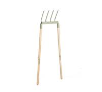 BOTANIC®-Fourche écologique à 4 dents en métal vert amande et manche bois botanic
