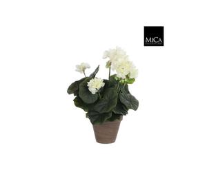 BOTANIC®-Géranium crème plante artificielle en pot H 34 x diamètre 20 cm