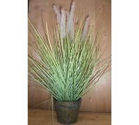 BOTANIC®-Graminée artificielle en pot métal diamètre 36 x H 120 cm