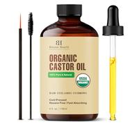 Botanic Hearth Huile de ricin | Certifiée biologique par l'USDA | 100% pure et sans hexane | Pressée à froid | Croissance pour cils, sourcils, cheveux | Avec brosse à sourcils et cils | 118,3 ml