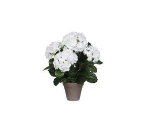 BOTANIC®-Hortensia blanc fleur artificielle en pot Stan gris H 45 x diamètre 45 cm cm