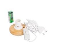 BOTANIC®-Kit électrique avec ampoule et socle rond en bois pour photophore maison taille S - les 3 pièces