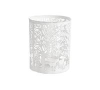 BOTANIC®-Lanterne à décor forêt blanche en métal ajouré petit modèle- diamètre 13,5 x H 13,5 cm