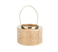 BOTANIC®-Lanterne basse ajourée coloris rose en métal - 11 x 11 x 9,5 cm