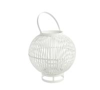 BOTANIC®-Lanterne ronde sur pied coloris blanc en bambou - 35 x 35 x 35 cm