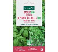 BOTANIC®-Mélange de graines basilic genovese bio et de persil feuilles gigante d'Italie bio botanic - graines à semer