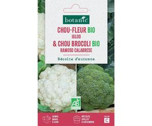 BOTANIC®-Mélange de graines chou-fleur igloo bio et de chou brocoli ramoso calabrese bio botanic - graines à semer