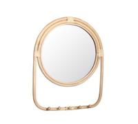 BOTANIC®-Miroir en rotin marron avec 5 petits crochets - H 60,5 x diamètre 47 cm