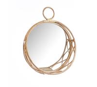 BOTANIC®-Miroir rond coloris beige en rotin - 43 x 14 x 54 cm