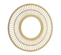 BOTANIC®-Miroir rond lignes coloris bois en rotin - 90 x 90 x 4 cm