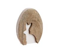 BOTANIC®-Objet décoratif à poser lapin blanc dans œuf en bois de manguier - 16 x 12 x 2,5 cm