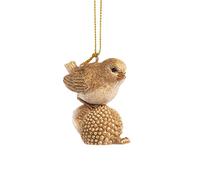 BOTANIC®-Ornement oiseau marron et or 5x3,5x6 cm