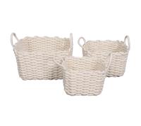 BOTANIC®-Panier carré tricoté avec poignées coloris blanc en polyester - 30 x 30 x 19 cm