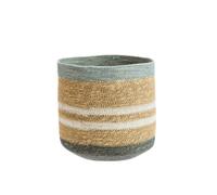 BOTANIC®-Panière lignes coloris bleu en osier - 25 x 25 x 25 cm