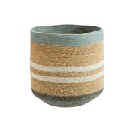 BOTANIC®-Panière lignes coloris bleu en osier - 30 x 30 x 30 cm