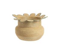 BOTANIC®-Panière ronde en osier naturel avec décor fleur bordé de bleu - diamètre 44 x H 32 cm