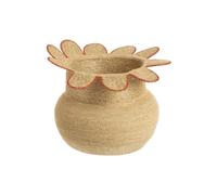 BOTANIC®-Panière ronde en osier naturel avec décor fleur bordé de rouge - diamètre 32 x H 25 cm