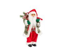 BOTANIC®-Père Noël à tartan vert et rouge avec hotte et lanterne - 46 cm