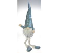 BOTANIC®-Père Noël en tissu avec bonnet bleu clair et jambes souples - 62 cm
