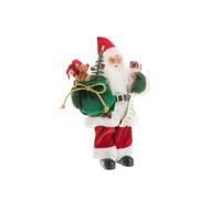 BOTANIC®-Père Noël traditionnel en tissu rouge et vert avec cadeaux - 13 cm