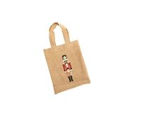 BOTANIC®-Petit sac en jute décor casse-noisette beige et rouge - 20 x 24 cm